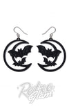 Black moon and bat earrings