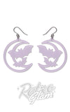 Purple moon and bat earrings