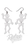 white skeleton earrings
