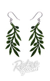 olive branch green earrings