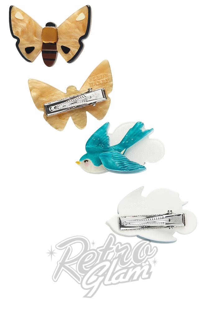 Erstwilder Fleur Harris Hair Clips Sets - Moth Or Swallow