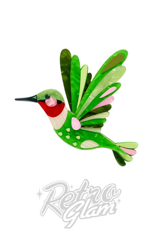Erstwilder The Riveting Ruby-Throated Hummingbird Brooch