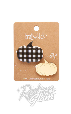 Erstwilder Pumpkin Patch Mini Brooch Set in Black & Gold card