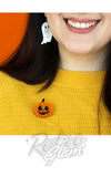 Erstwilder Essentials Jack O Lantern Mini Brooch model