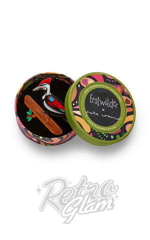 Erstwilder The Persistent Pileated Woodpecker Brooch box