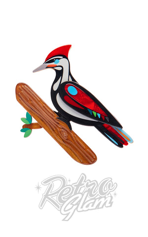 Erstwilder The Persistent Pileated Woodpecker Brooch