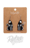 Erstwilder bone kitty drop earrings black halloween