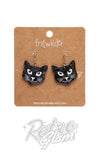 Erstwilder halloween kitty drop earrings black