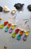 Fallen Pine Rainbow Rain Clouds Earrings