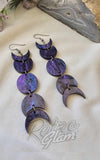 Purple moon phase earrings gothic