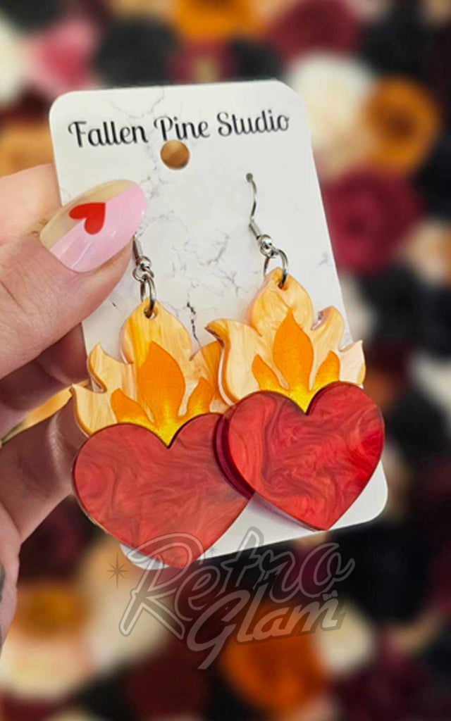 Fallen Pine Sacred Hearts Earrings