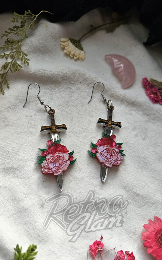 Fallen Pine Floral Sword Earrings
