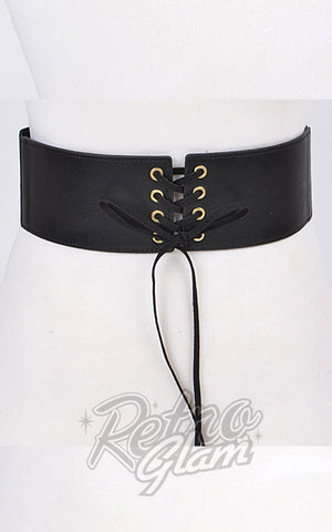 Corset Belt with Ribbon Tie in black