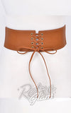 Corset Belt with Ribbon Tie in brown