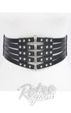 Wide Black Studded Elastic Belt