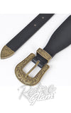 Double Buckle Western Belt in Antique Finish gold