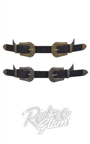 Double Buckle Western Belts in Antique Finish