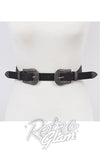 Double Buckle Western Belt in Antique Finish silver