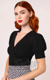 Hell Bunny Aria Top in Black 40s