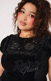 Hell Bunny Celeste Dress in Black plus sized detail