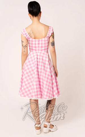 Hell Bunny Pink Gingham Cindy Midi Dress back