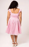Hell Bunny Pink Gingham Cindy Midi Dress plus sized detail back