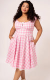 Hell Bunny Pink Gingham Cindy Midi Dress plus sized detail