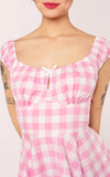 Hell Bunny Pink Gingham Cindy Midi Dress detail