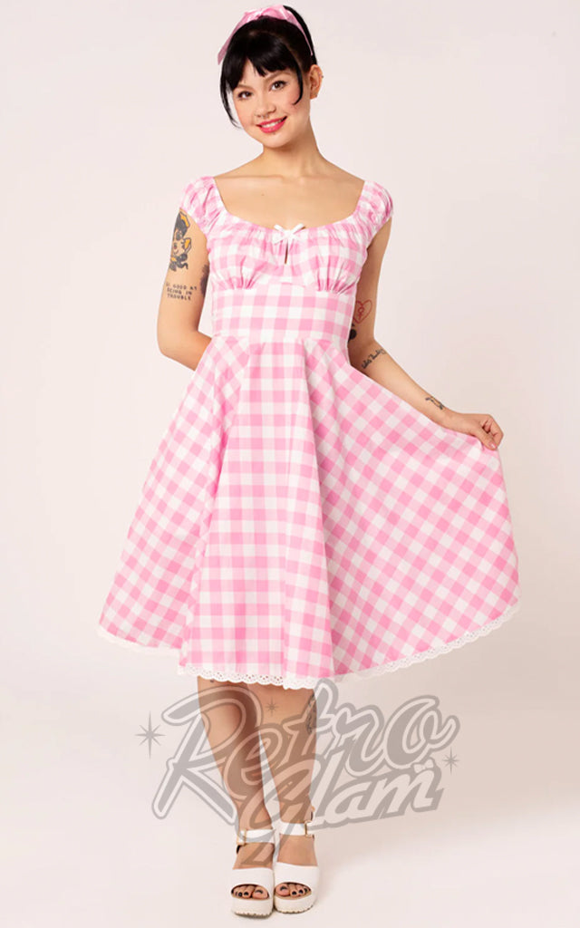 Hell Bunny Pink Gingham Cindy Midi Dress - Pre-Order
