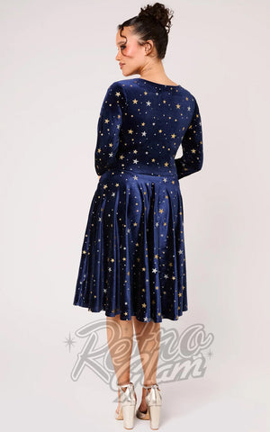 Hell Bunny Clara Dress in Navy Stars back