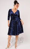 Hell Bunny Clara Dress in Navy Stars 50s