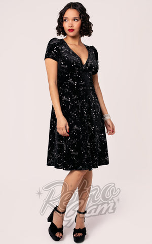 Hell Bunny Cosmic Dust Dress in Black Velvet