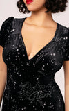 Hell Bunny Cosmic Dust Dress in Black Velvet bodice