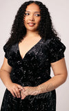 Hell Bunny Cosmic Dust Dress in Black Velvet curvy bodice