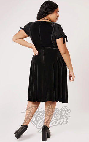Hell Bunny Disenchanted Dress in Black curvy back