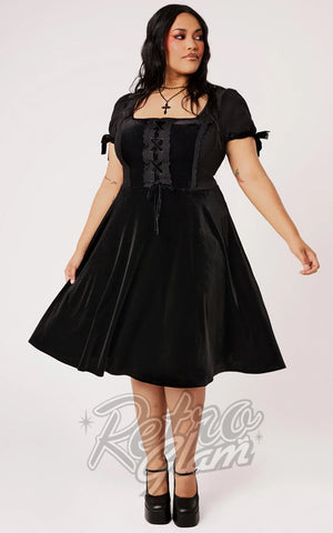 Hell Bunny Disenchanted Dress in Black curvy