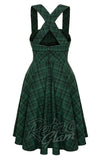 Hell Bunny Eden Pinafore in Green Plaid cad back