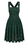 Hell Bunny Eden Pinafore in Green Plaid cad