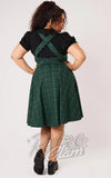Hell Bunny Eden Pinafore in Green Plaid curvy back