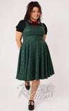 Hell Bunny Eden Pinafore in Green Plaid curvy