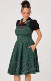 Hell Bunny Eden Pinafore in Green Plaid pockets