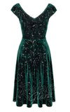 Celestial holiday dress green back