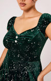 Hell Bunny Estelle Dress in Green Stars detail