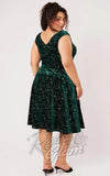 Hell Bunny Estelle Dress in Green Stars plus sized back