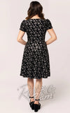 Hell Bunny Eve Dress in Snowflakes on Black Velvet back