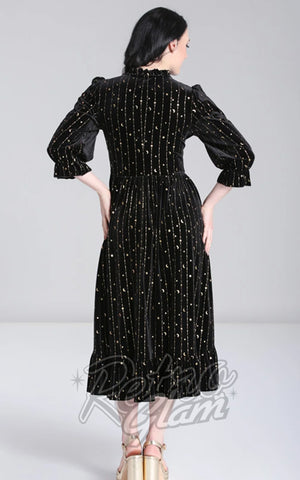 Hell Bunny Galactica Dress in Black Velvet back