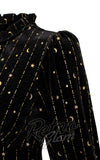 Hell Bunny Galactica Dress in Black Velvet shoulder