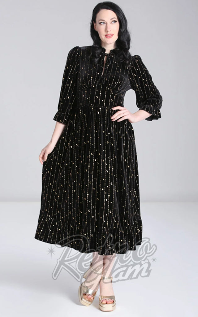 Hell Bunny Galactica Dress in Black Velvet - Pre-Order
