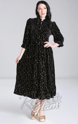 Hell Bunny Galactica Dress in Black Velvet
