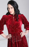 Hell Bunny Galactica Dress in Red Velvet detail